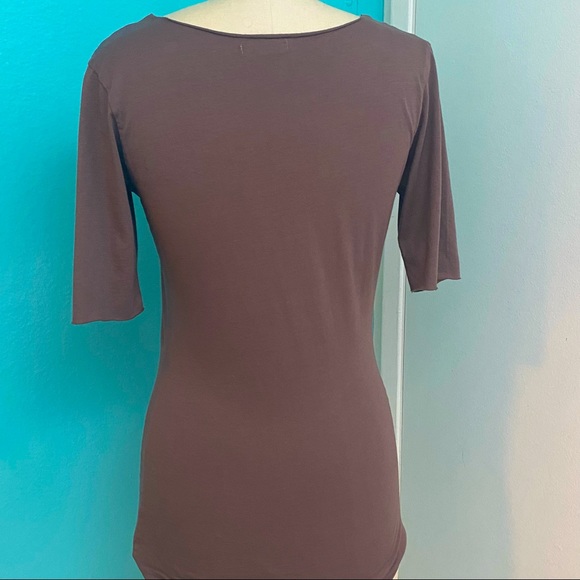 New Andrea S. Purple Short Sleeve Pleated Wide Scoop Neck T-Shirt - L - Picture 2 of 4